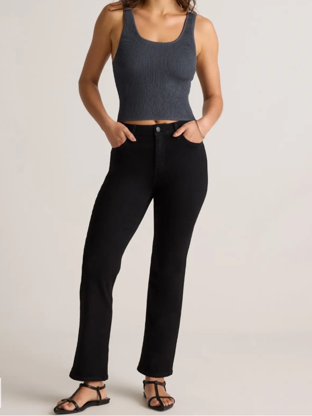 Quince Black Stretch Sz 30” High Rise Kick  Flare Jeans